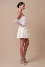 Ivory Strapless 3D Floral A-Line Mini Party Dress