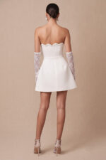 Ivory Strapless 3D Floral A-Line Mini Party Dress
