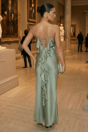 Agave Schlupf-Maxikleid mit Rosette und Rüschendetail