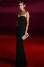 Black Sweetheart Mermaid Evening Dress with Chain Straps