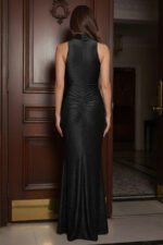 Black High Neck Knotted Maxi Dress