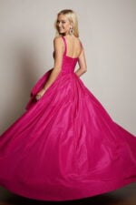 Hot Pink Taffeta Strapless Ball Gown with Dramatic Oversized Side Bow