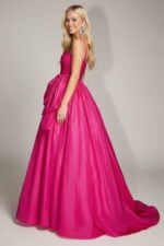 Hot Pink Taffeta Strapless Ball Gown with Dramatic Oversized Side Bow