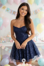 Dark Navy Sequin Party Mini Dress
