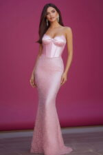 Pink Satin Corset & Sequin Mermaid Dress