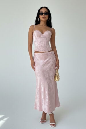 Blush Pink Charmeuse Jacquard Two-Piece Party Dress