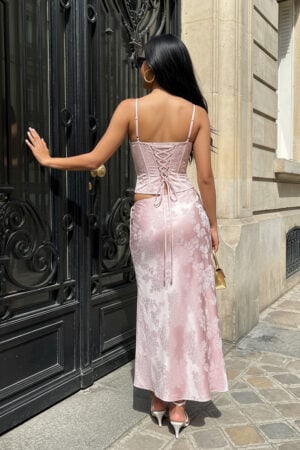 Blush Pink Charmeuse Jacquard Two-Piece Party Dress