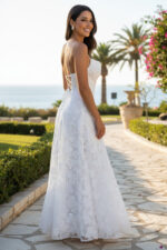 White Floral Burnout Chiffon Maxi Dress