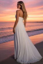 White Sweetheart Ruched Maxi Formal Dress